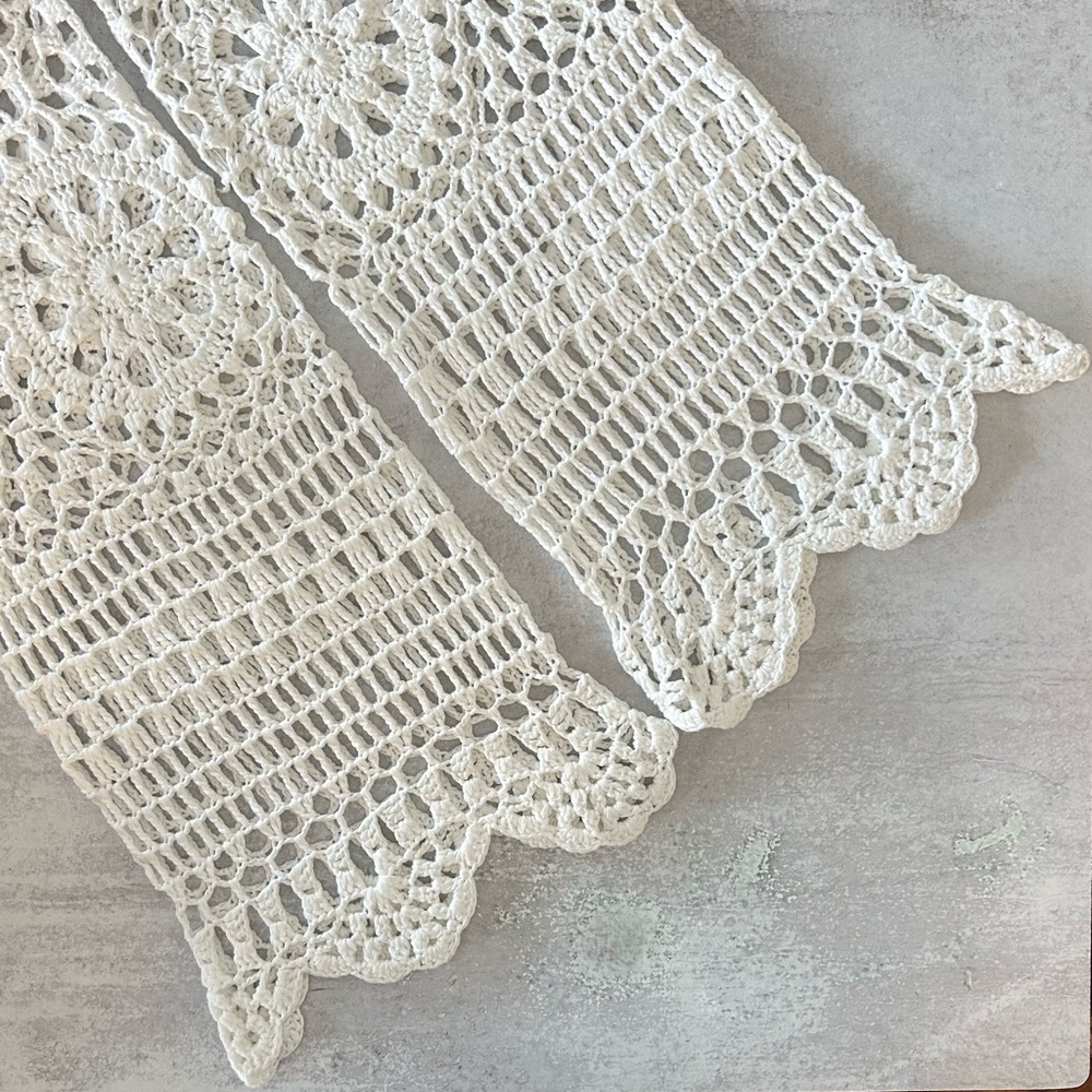Crochet Knit 2-Piece Coverup Bandeau Top & Pant Set, White M NWT - Picture 9 of 10